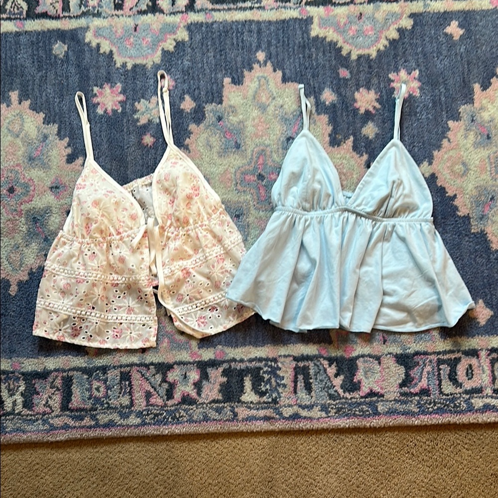 Set of Two Small Babydoll Tops - Pink and Light Blue